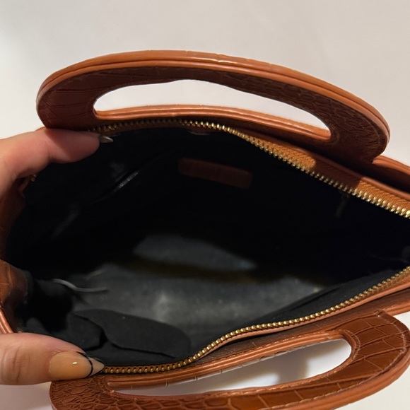 BIZOU BROWN MINI HANDBAG CROCODILE PATTERN - Picture 7 of 8